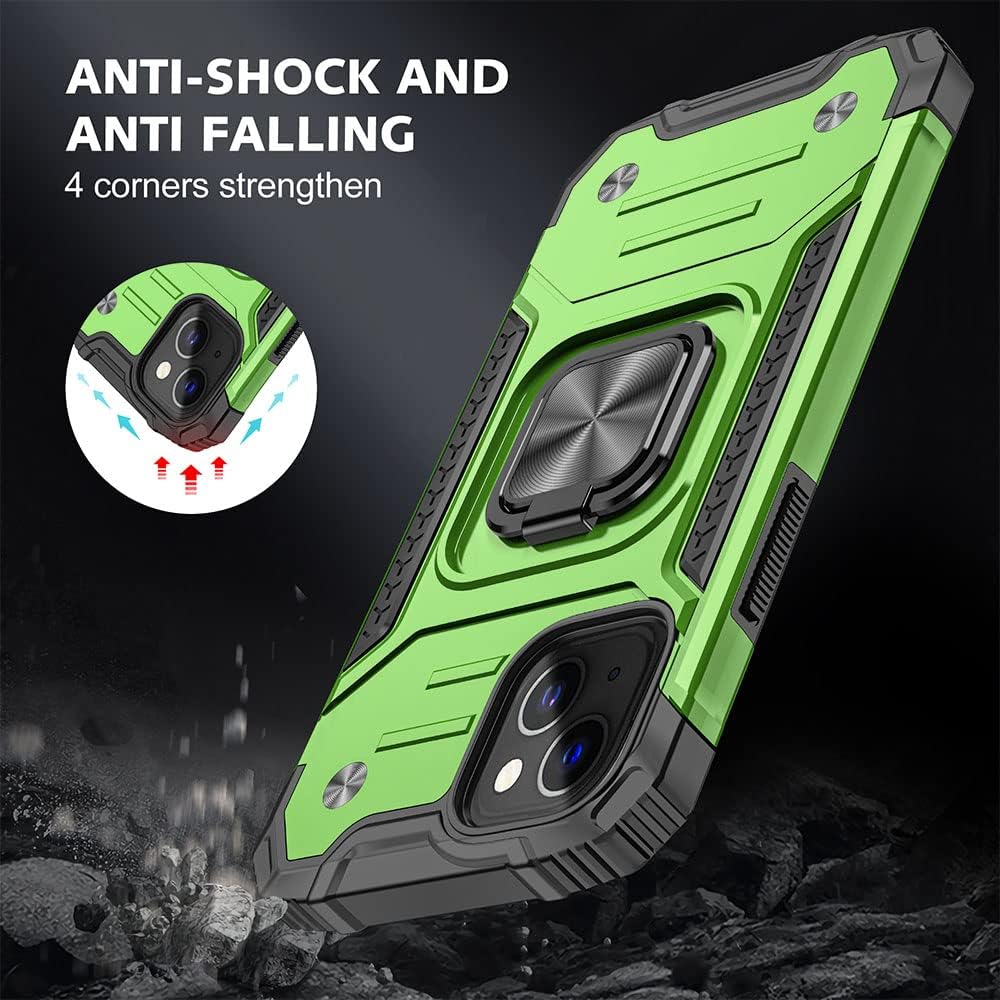 HNHYGETE Funda para iPhone 13, iPhone 14 con protector de pantalla HD, soporte giratorio de grado militar de 360 (resistente) a prueba de golpes