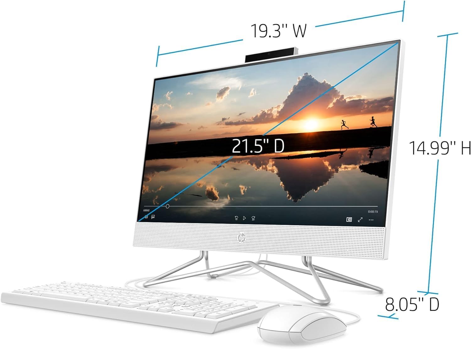 HP Computadora de escritorio todo en uno, pantalla FHD 1080P de 21.5″, 32 GB de RAM, SSD de 1 TB, procesador Intel Duel Core Celeron, cámara web,
