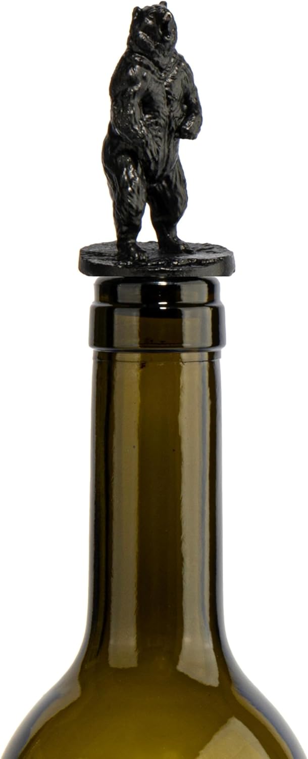 SFdizayn Tapón para botella de vino, corcho de acero inoxidable, accesorio de regalo para amantes del vino, tapón de vino reutilizable con oso