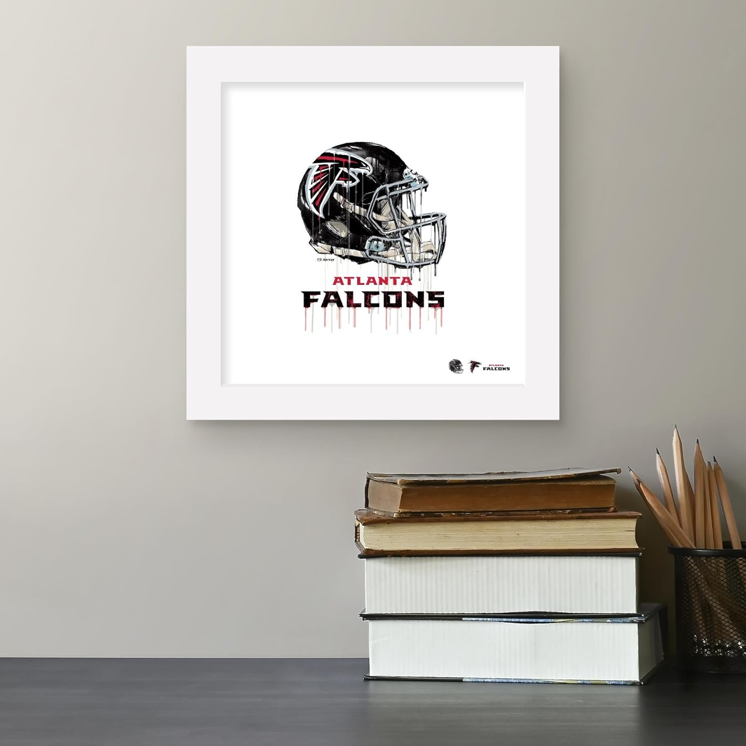 Trends International Gallery Pops NFL Atlanta Falcons – Póster de pared con casco de goteo, 12.00 x 12.00 pulgadas, versión de marco blanco