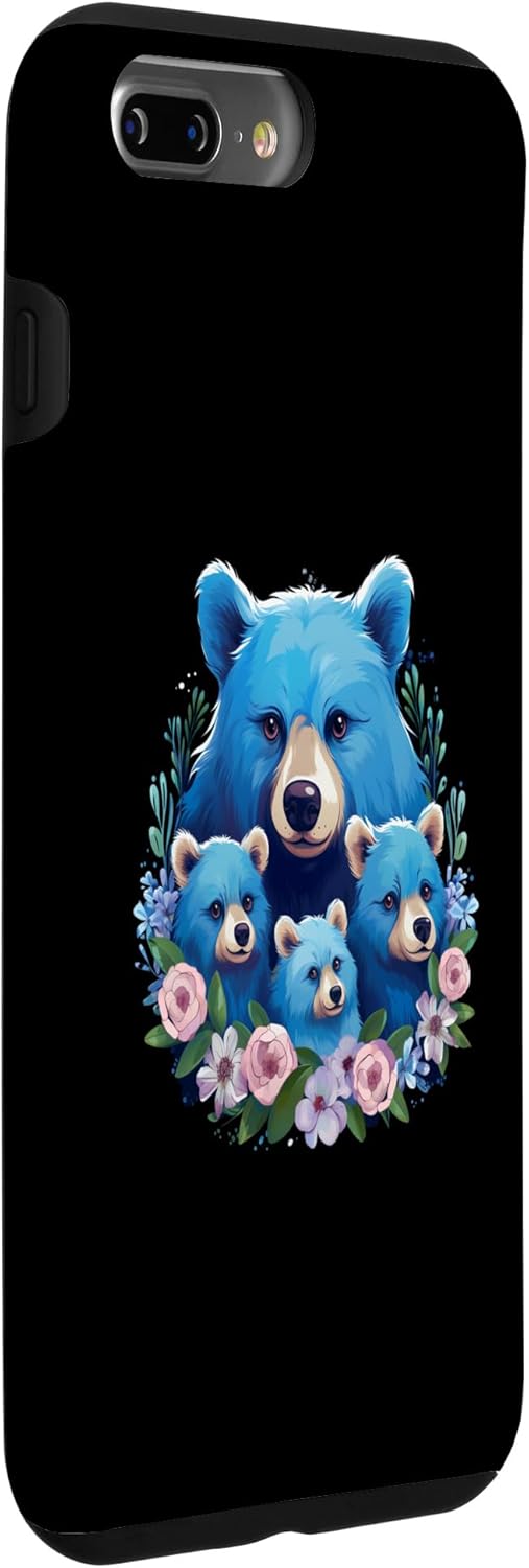 Funda para iPhone 7 Plus8 Plus Cute Blue 3 Kids Mama Bear Madre de tres cachorros Kiddos