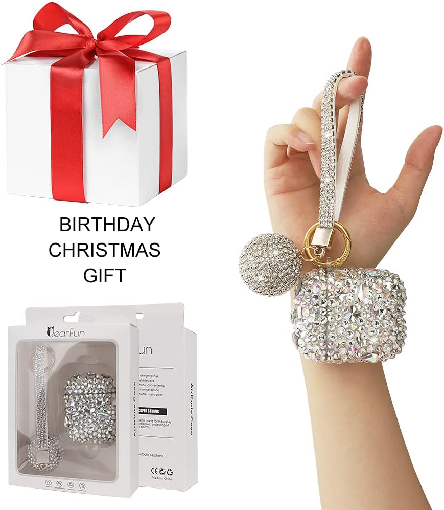 Lujosa funda para AirPods con diamantes de imitación, funda protectora de carga de AirPod con diamantes brillantes para Apple I10I12 TWS (plata