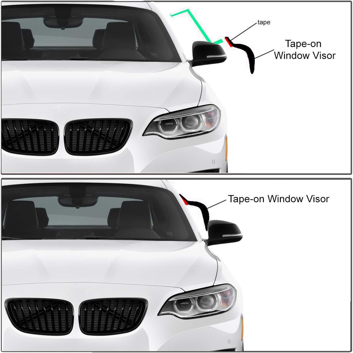 Compatible con Toyota Prius 2009-2015 – Juego de viseras de ventana de humo de acrílico seguro, protección contra el sol, la lluvia y la