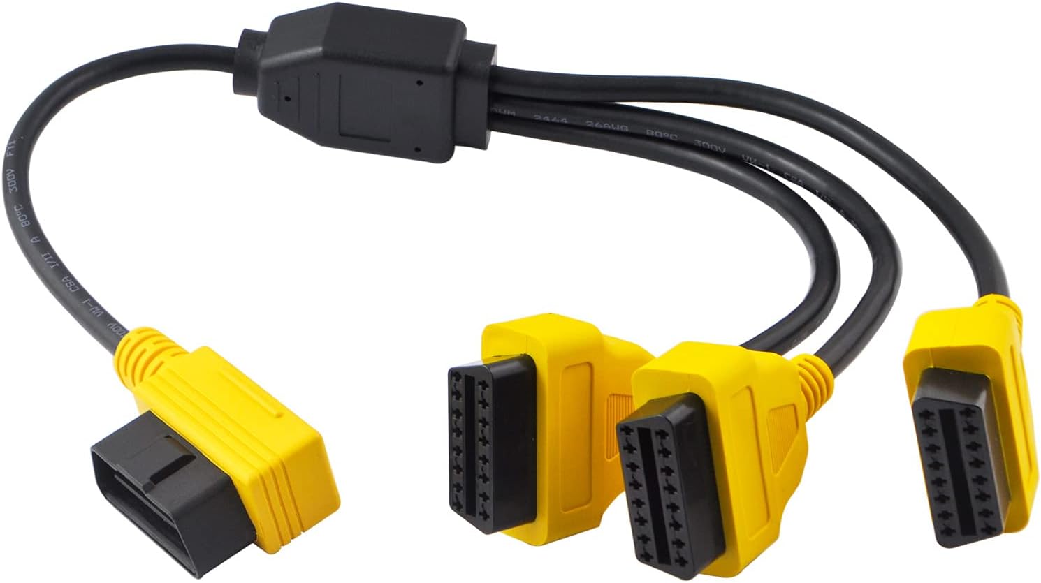 Cable divisor OBD2 de 1.6 pies19.7 in, Cable de extensión OBD-II de 3 vías, Divisor OBD completo de 16 pines 1 a 3 hembra Y Cable Adaptador de cable