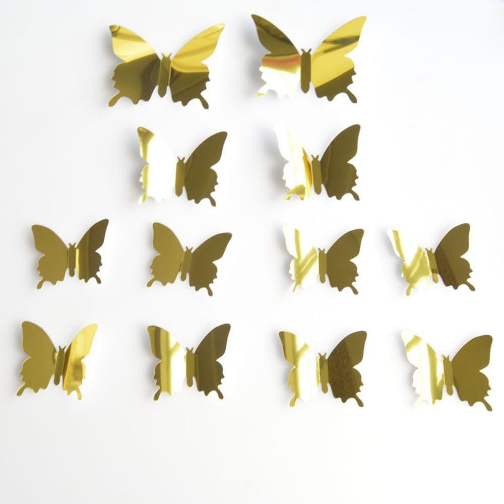 Calcomanías de pared de mariposa 3D, calcomanías de pared de mariposa extraíbles, mural de pared de mariposa brillante para decoración del hogar,