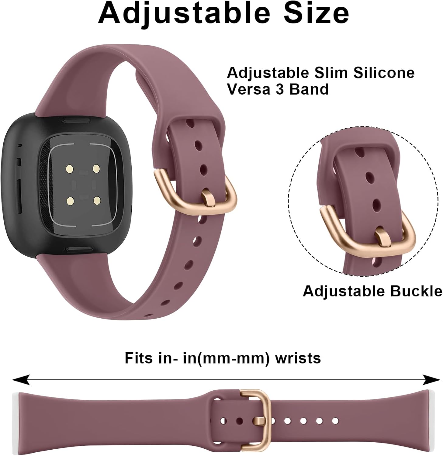 Tobfit Correas deportivas delgadas compatibles con Fitbit Versa 4, Fitbit Versa 3, SenseFitbit Sense 2, correas de reloj para mujeres y hombres,