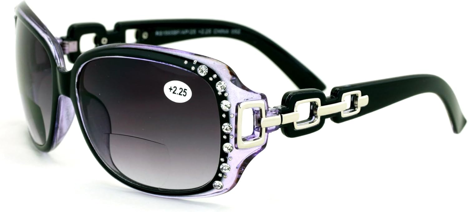 V.W.E. Gafas de sol de lectura bifocales de gran tamaño para mujer, lentes de lectura vintage para exteriores