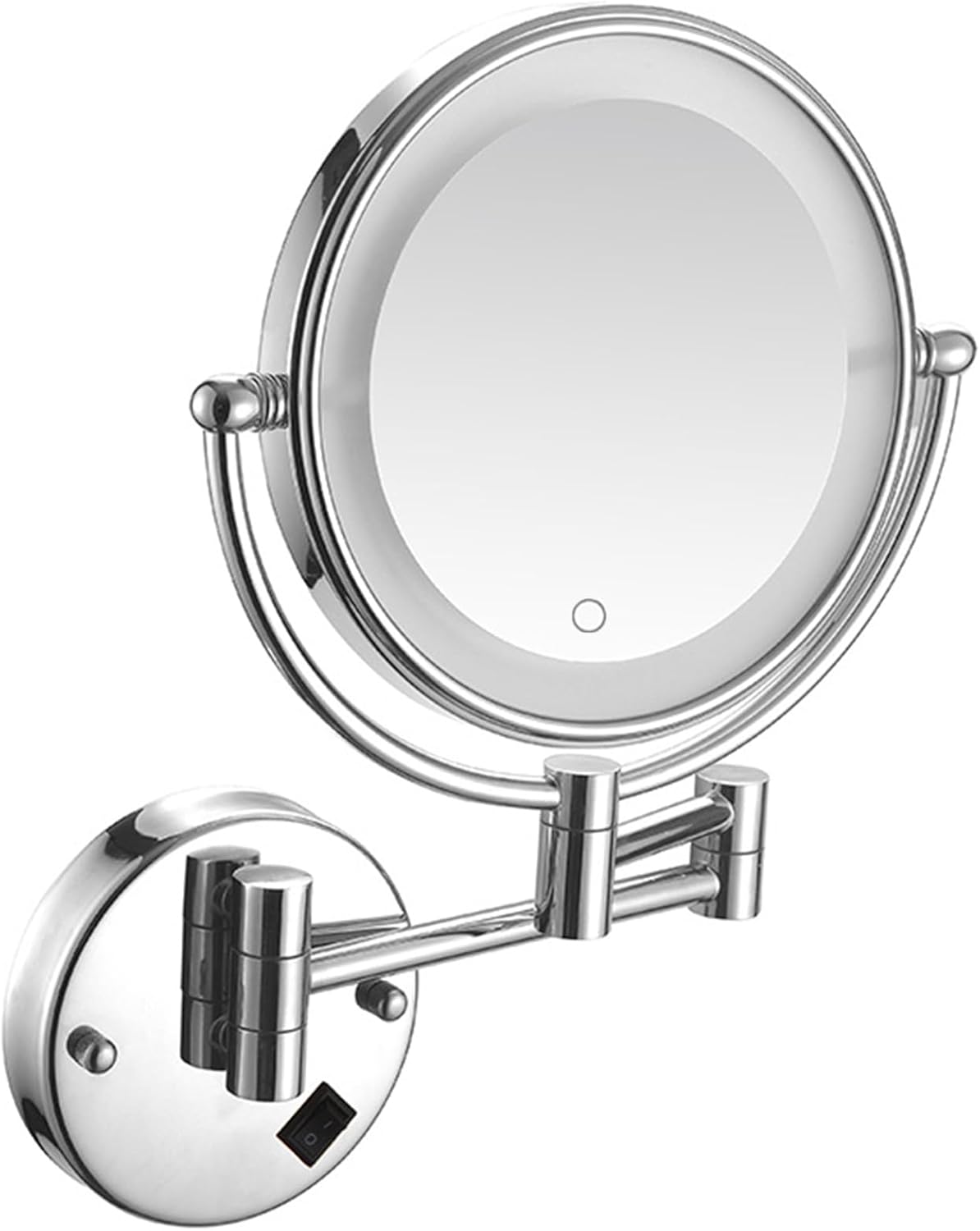 YSOLDA Espejo de tocador de maquillaje iluminado de doble cara de 8 pulgadas con LED, aumento 1X10X y espejo cosmético extensible giratorio de 360,