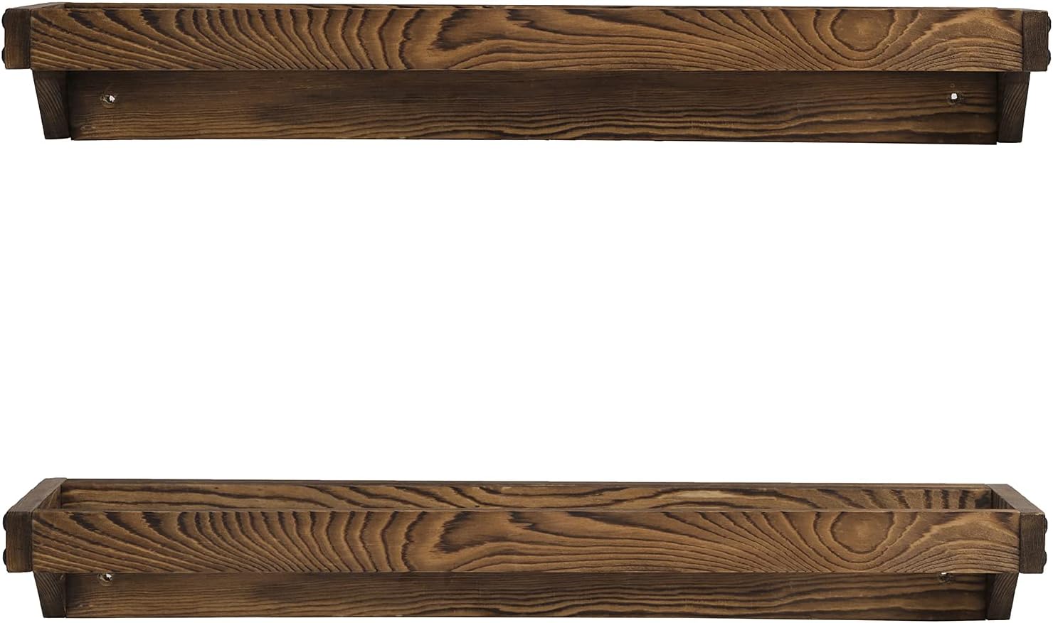 MyGift Juego de 2 zapateros de madera maciza montados en la pared con acabado rústico de madera quemada, soporte colgante para calzado para armario,