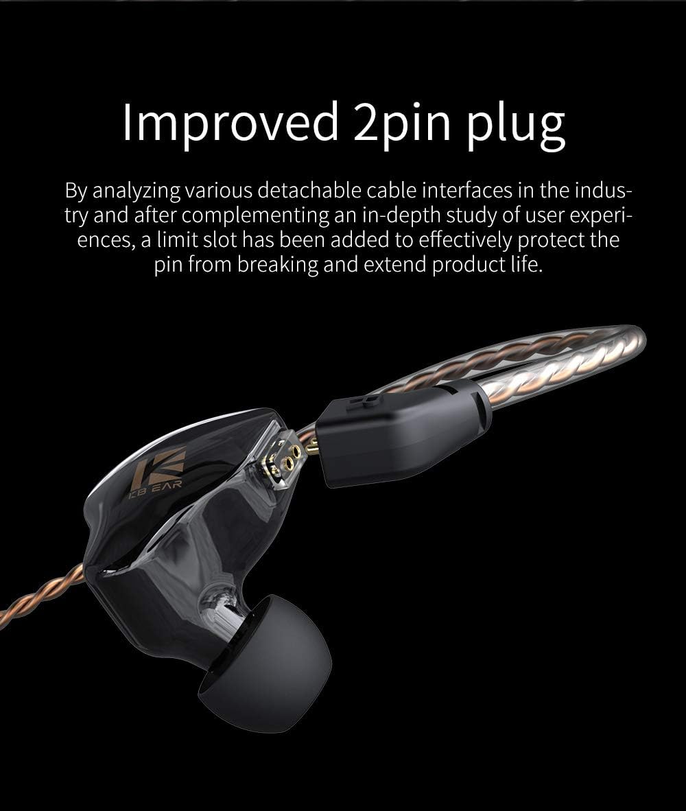 KBEAR KS1 – Auriculares intrauditivos estéreo con cable, auriculares intrauditivos dinámicos de doble circuito magnético, cable desmontable con