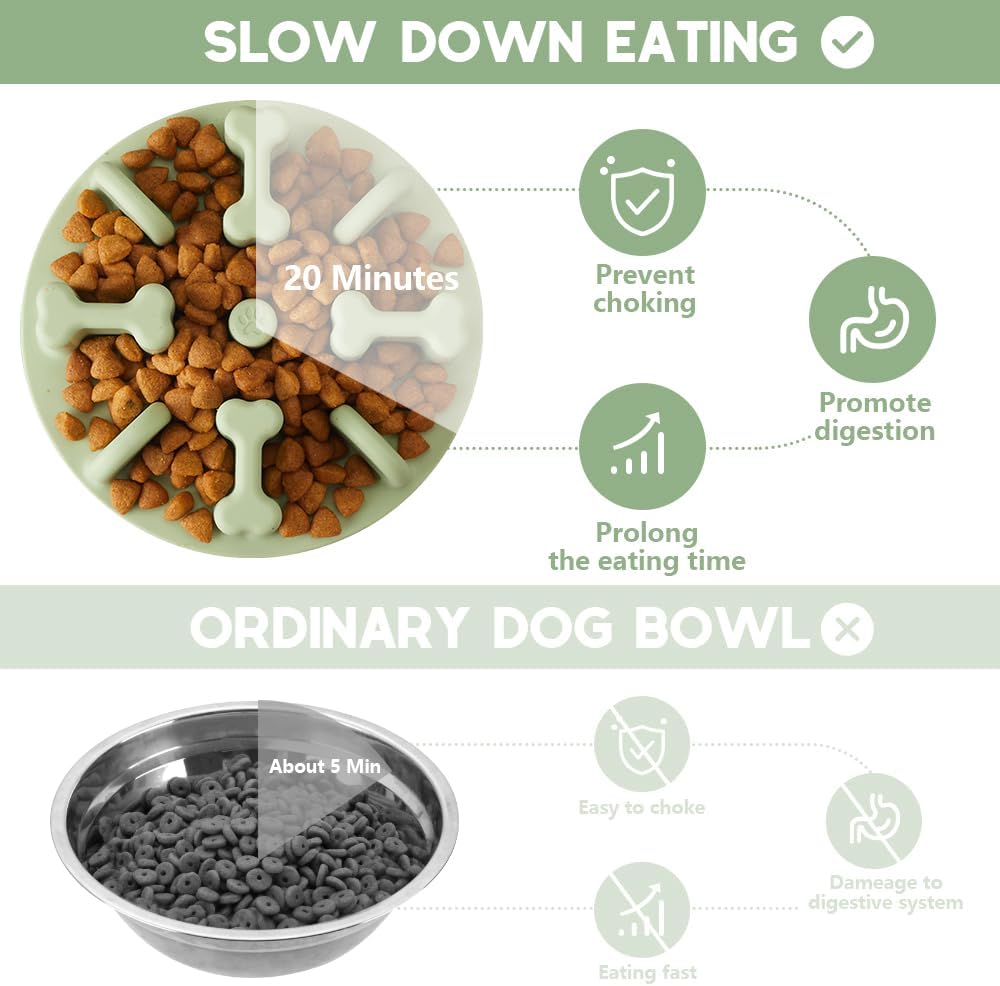 Animire – Cuencos para perros de alimentación lenta, rompecabezas antiasfixia de silicona suave, alimentador lento, antideslizante para comer