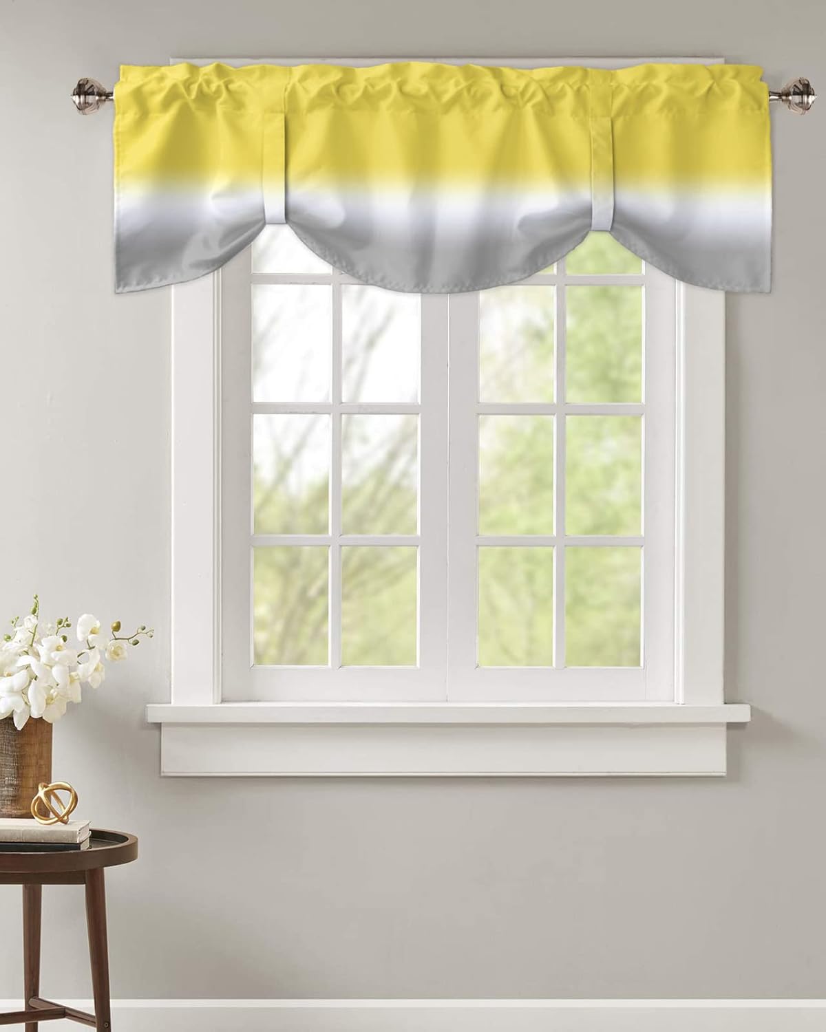 Cenefa de amarre para ventanas de cocina, cenefa ajustable para ventana de cocina, cortina corta para sala de estar, cortina de arte abstracto con