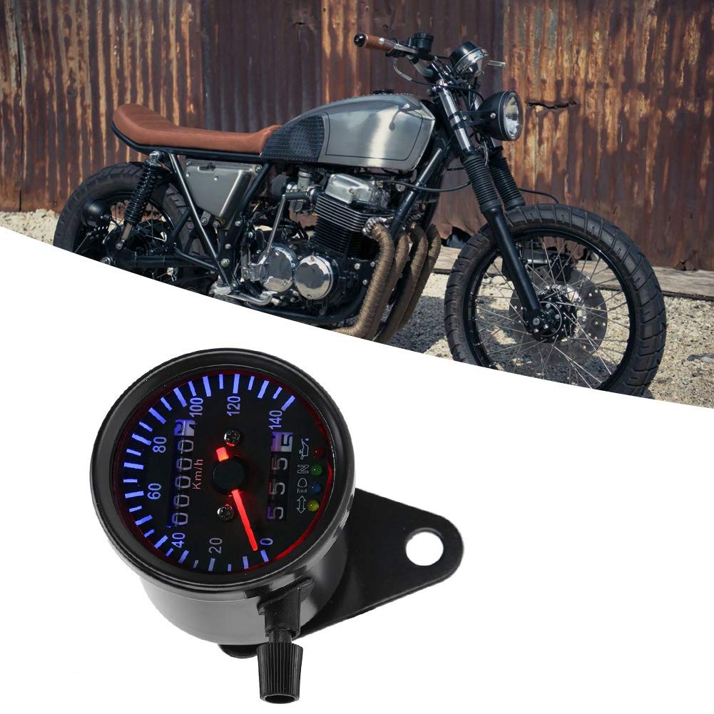 KIMISS Kit de medidor de velocímetro para motocicleta universal de 12 V, retroiluminación LED para motocicleta con doble odómetro y velocímetro,