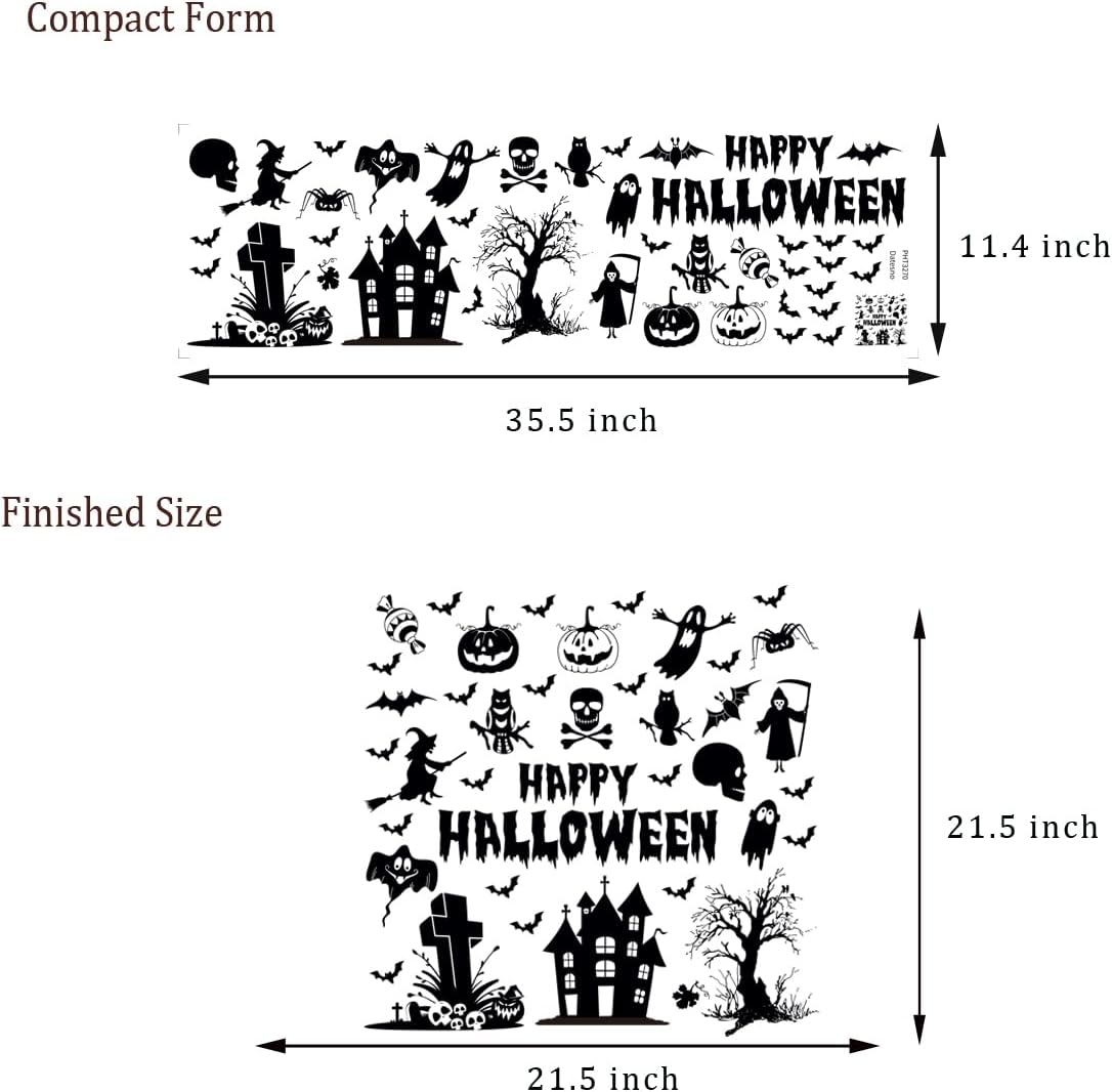 Calcomanías de pared de Halloween de vinilo, calcomanías de pared de Halloween, adhesivos de pared extraíbles de Halloween, murciélagos de bruja,