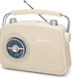 ByronStatics Radio portátil AM FM, radio retro vintage con altavoces integrados, la mejor recepción y la más duradera, enchufe de alimentación o ByronStatics Radio portátil AM FM, radio retro vintage con altavoces integrados, la mejor recepción y la más duradera, enchufe de alimentación o