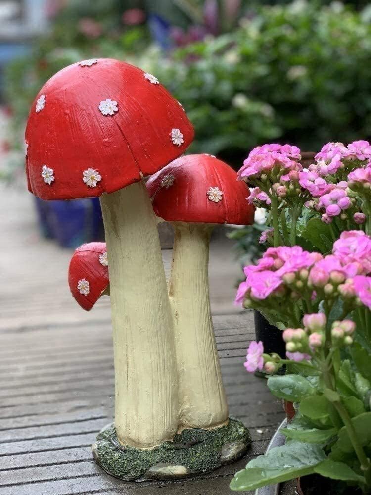 WEBOL Esculturas de animales para el patio, adornos de jardín, estatua de jardín de hongos al aire libre, escultura de hongos de jardín, bosque