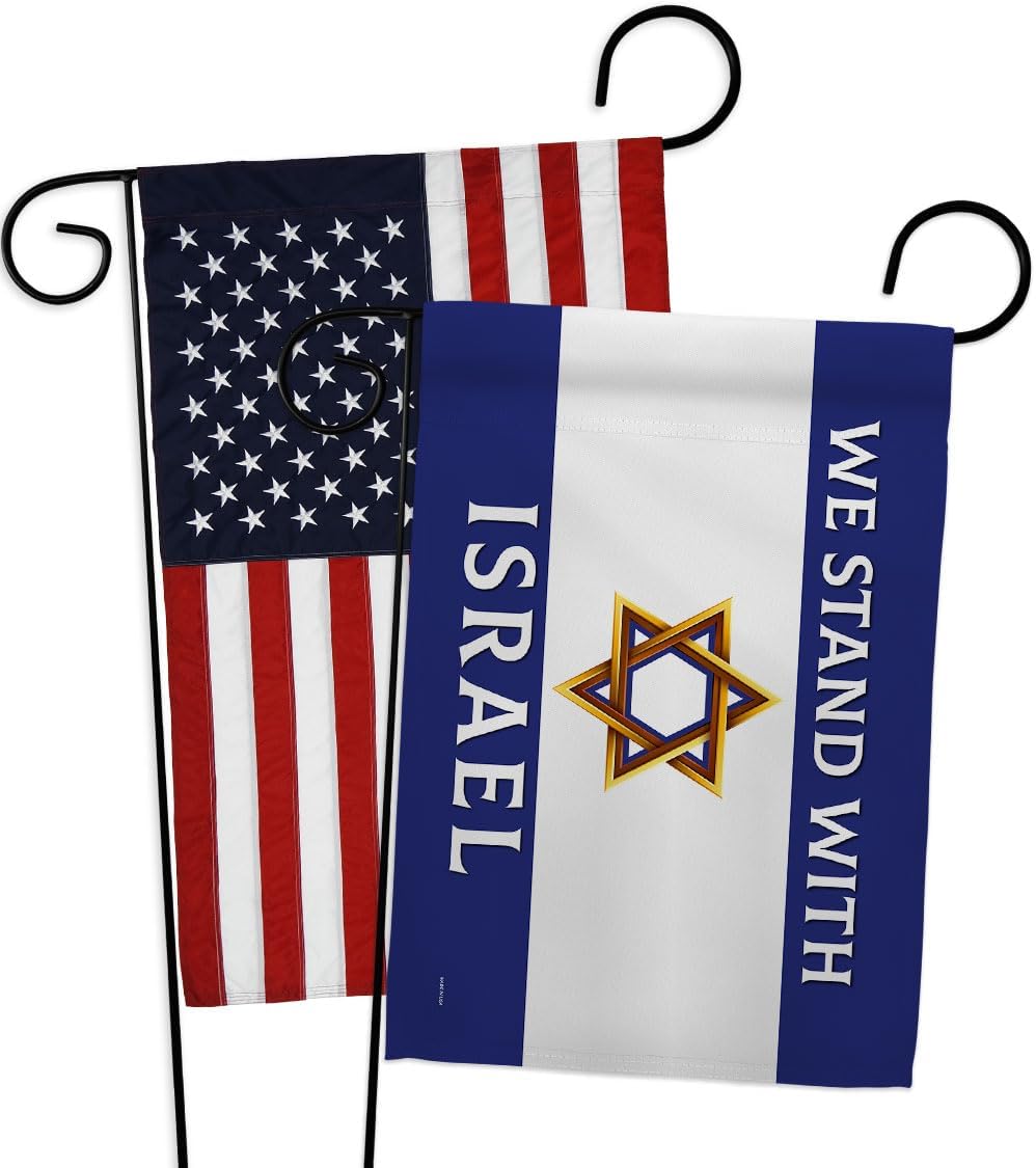 We Stand with Israel American Flags Pack Tapiz Wall Room – Póster al aire libre Bandera de Israelí Campsite Home Banner Interior Cementerio Grave