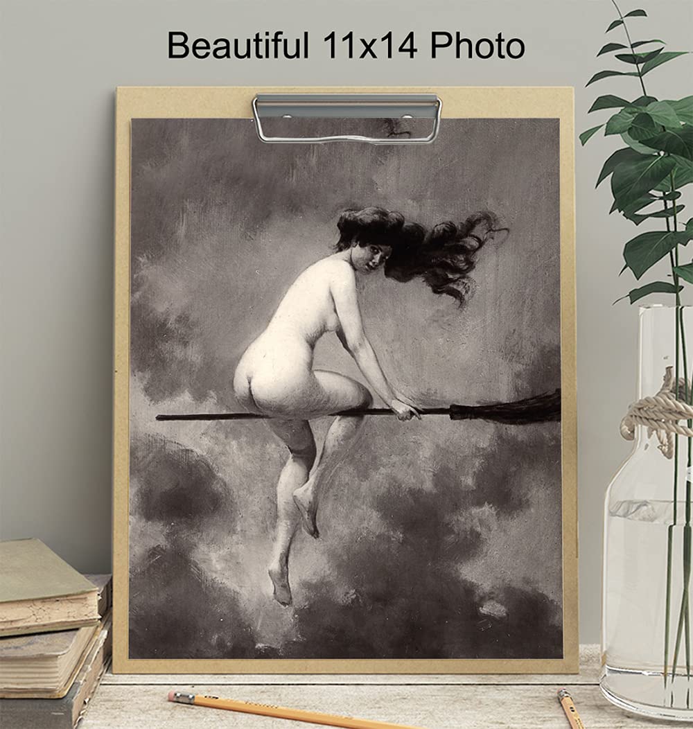 Witchy Pagan Wall Art & Decor – LARGE 11X14 – Vintage Creepy Spooky Gothic Halloween Gift for Witchcraft, Wicca, Wiccan, Occult Fan – Witch on