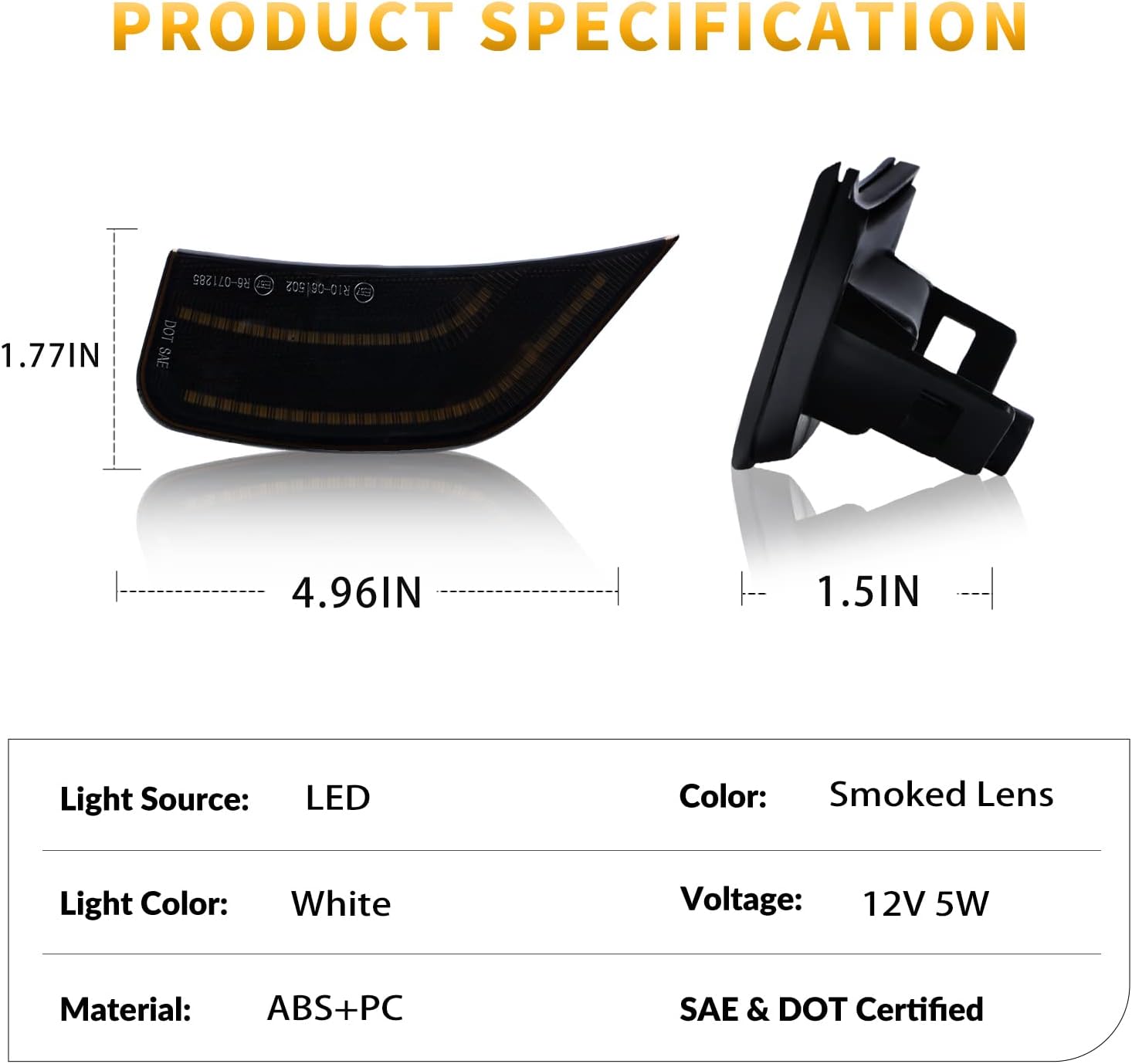 Luces LED de posición laterales para Yukon XL Denali Tahoe Suburban Escalade ESV 2021-2024, lámparas de señal de posición blanca, lente ahumada,