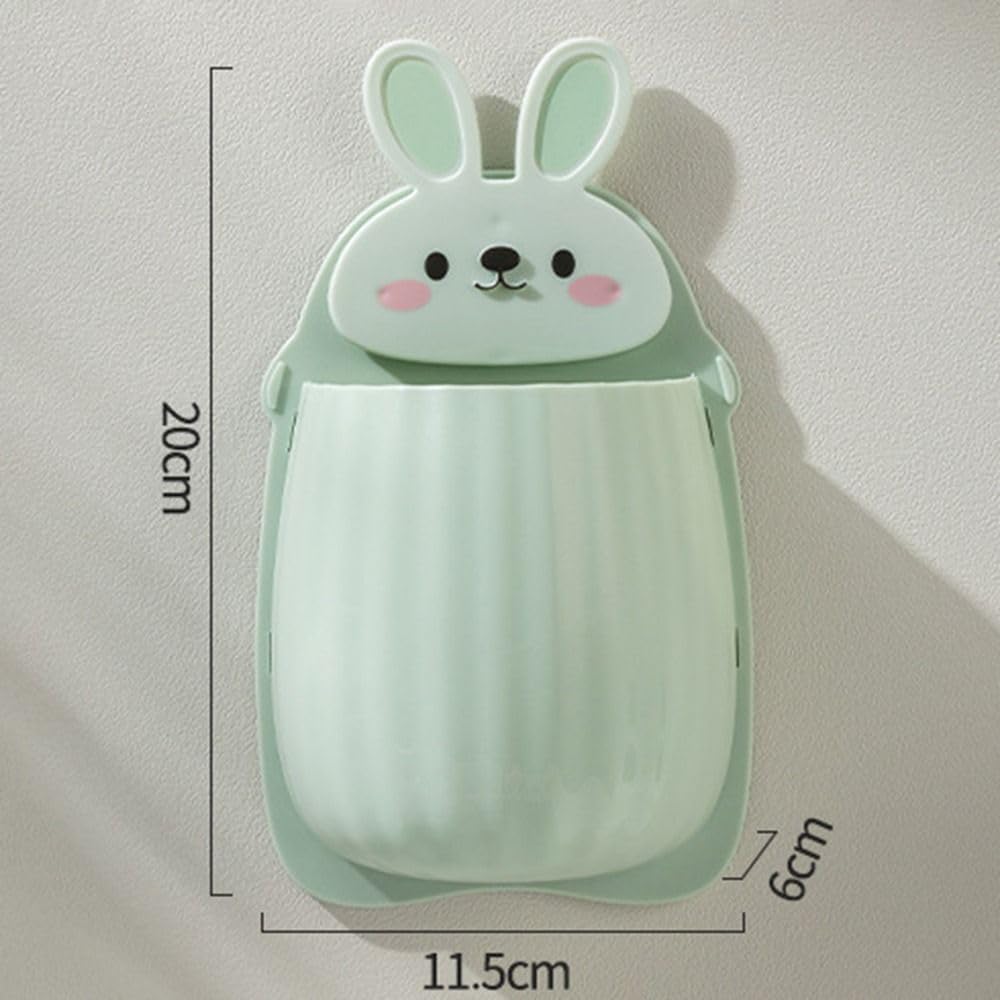 1 caja de almacenamiento con forma de conejo, soporte para cepillos de dientes montado en la pared, estante de almacenamiento de pasta de dientes,