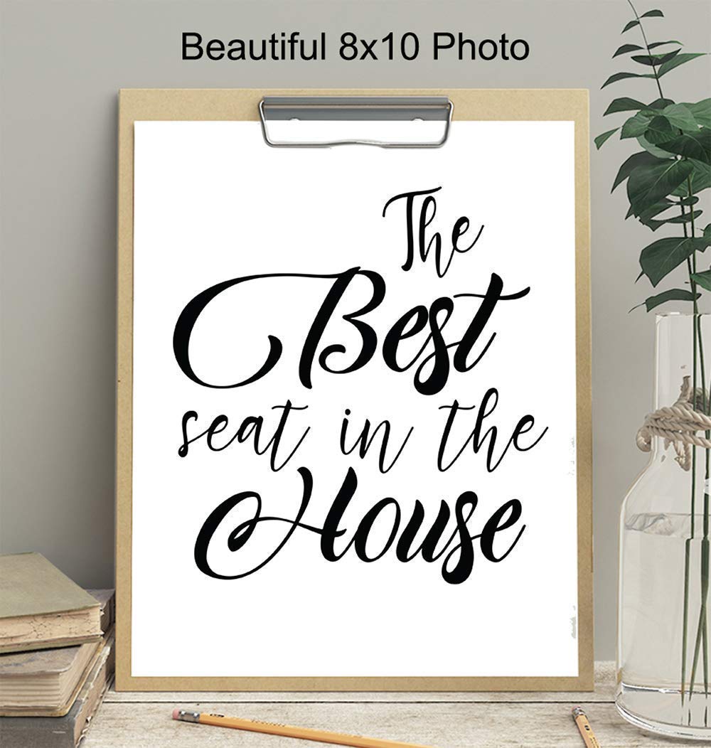 The Best Seat in the House Bathroom Sign – Funny Bathroom Art Print Typography – Humorous Home Decor for Bath – Gifts for Bathroom