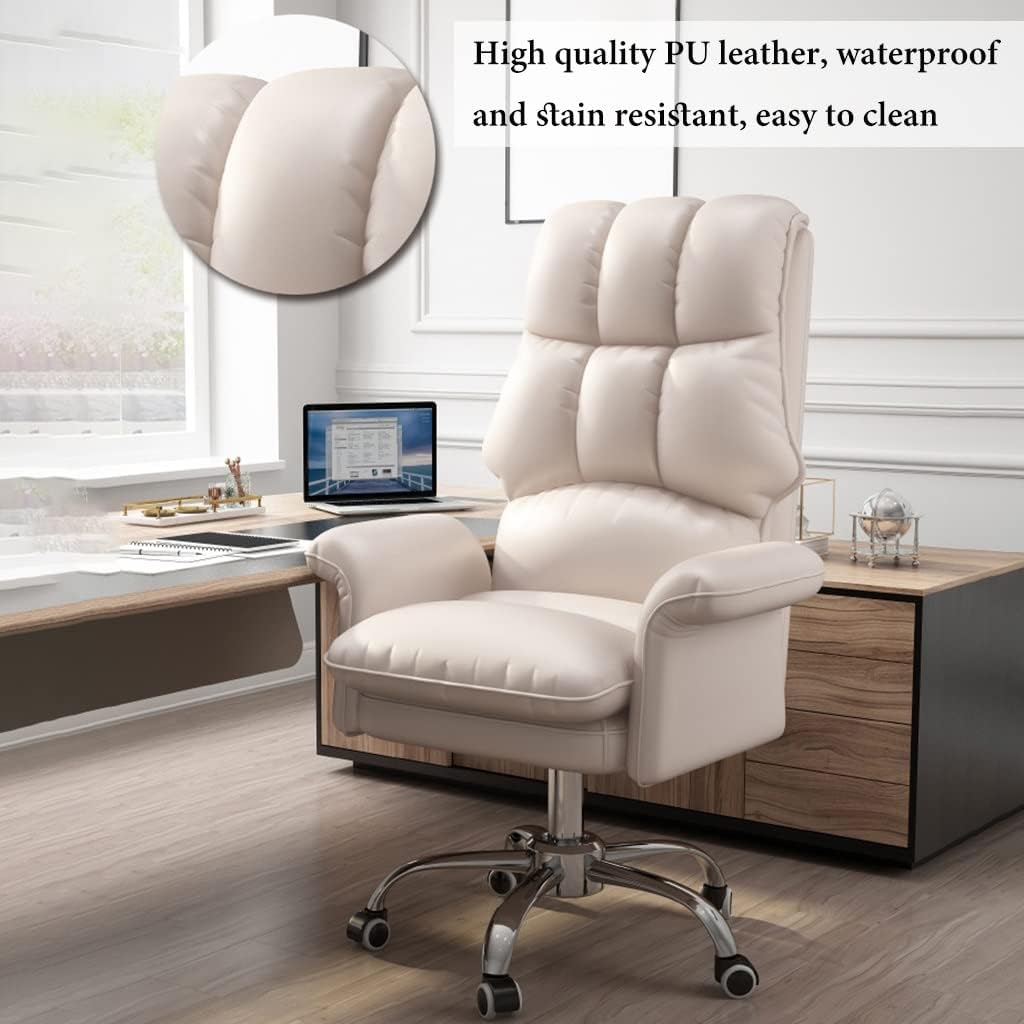 Silla de oficina en casa, ergonómica, sillas de tareas con ruedas, silla de escritorio de piel sintética, silla ejecutiva con altura ajustable