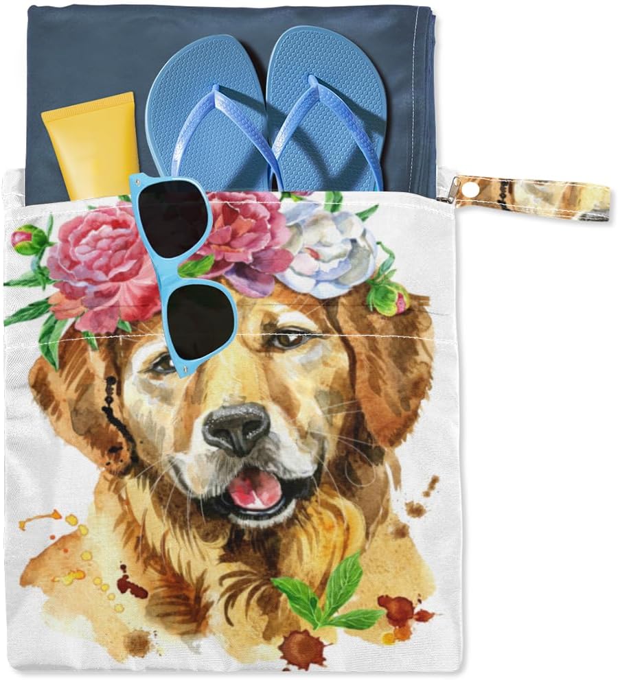 Lindas bolsas húmedas y secas para perros, 2 bolsas reutilizables impermeables para pañales, piezas de extractor de leche, toallas de baño, toallas