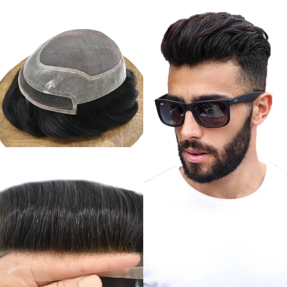 Toupee para hombre 100% europeo, extensiones de cabello humano francés con encaje frontal, monofilamento, pieza de pelo para hombres protesis