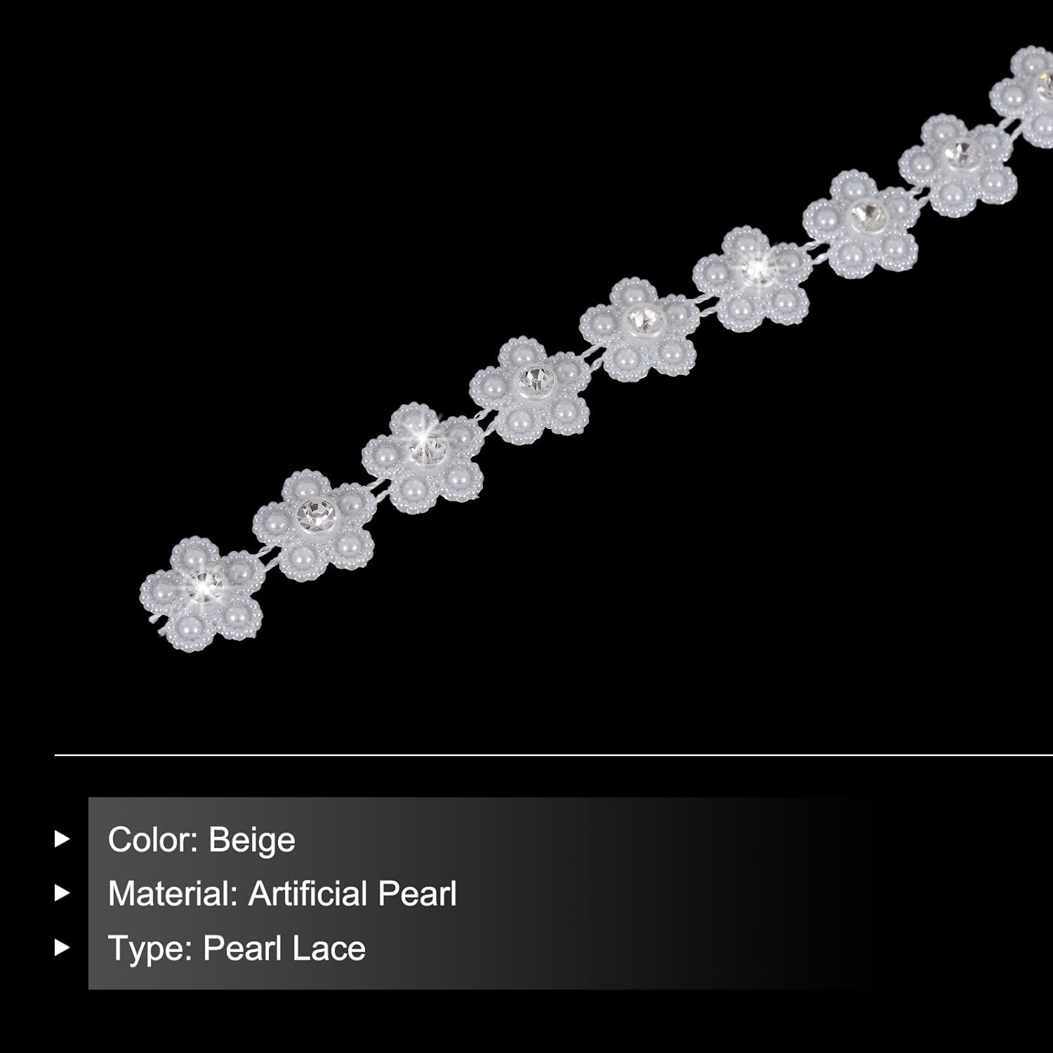 MECCANIXITY Cadena de perlas y diamantes de imitación de 10 yardas para decoración de vestidos, decoraciones creativas de bricolaje