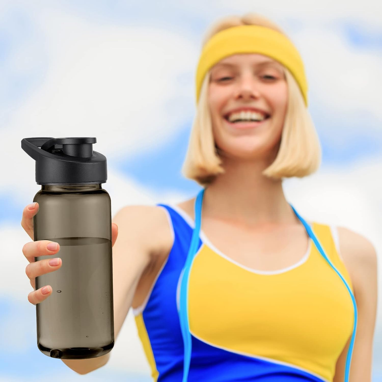 12 botellas deportivas de plástico de 17 onzas, botellas de agua reutilizables a granel, botellas de bebidas deportivas portátiles a granel, paquete