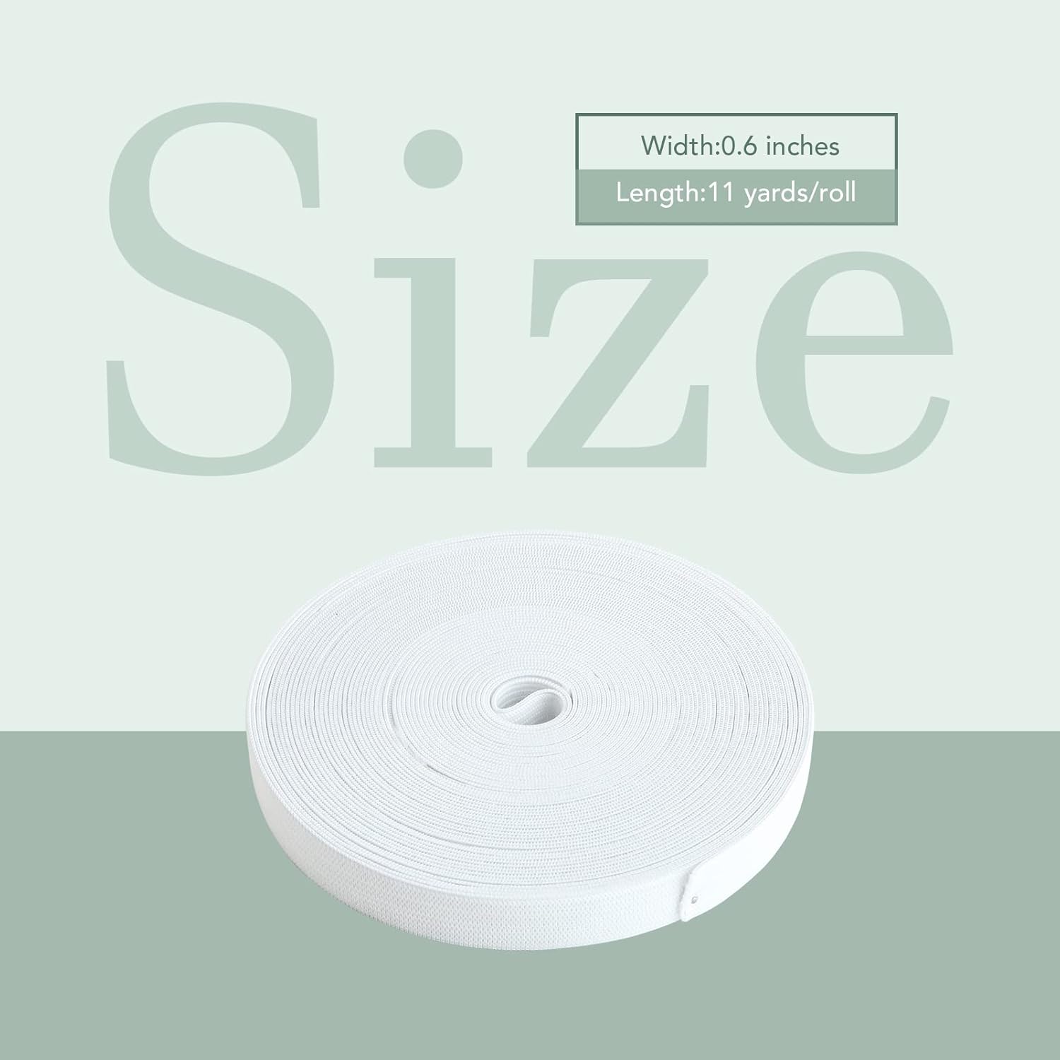 Bandas elásticas para coser de 0.6 pulgadas, 11 yardas, carrete elástico de punto blanco, alta elasticidad para cinturilla, pantalones, vestido,