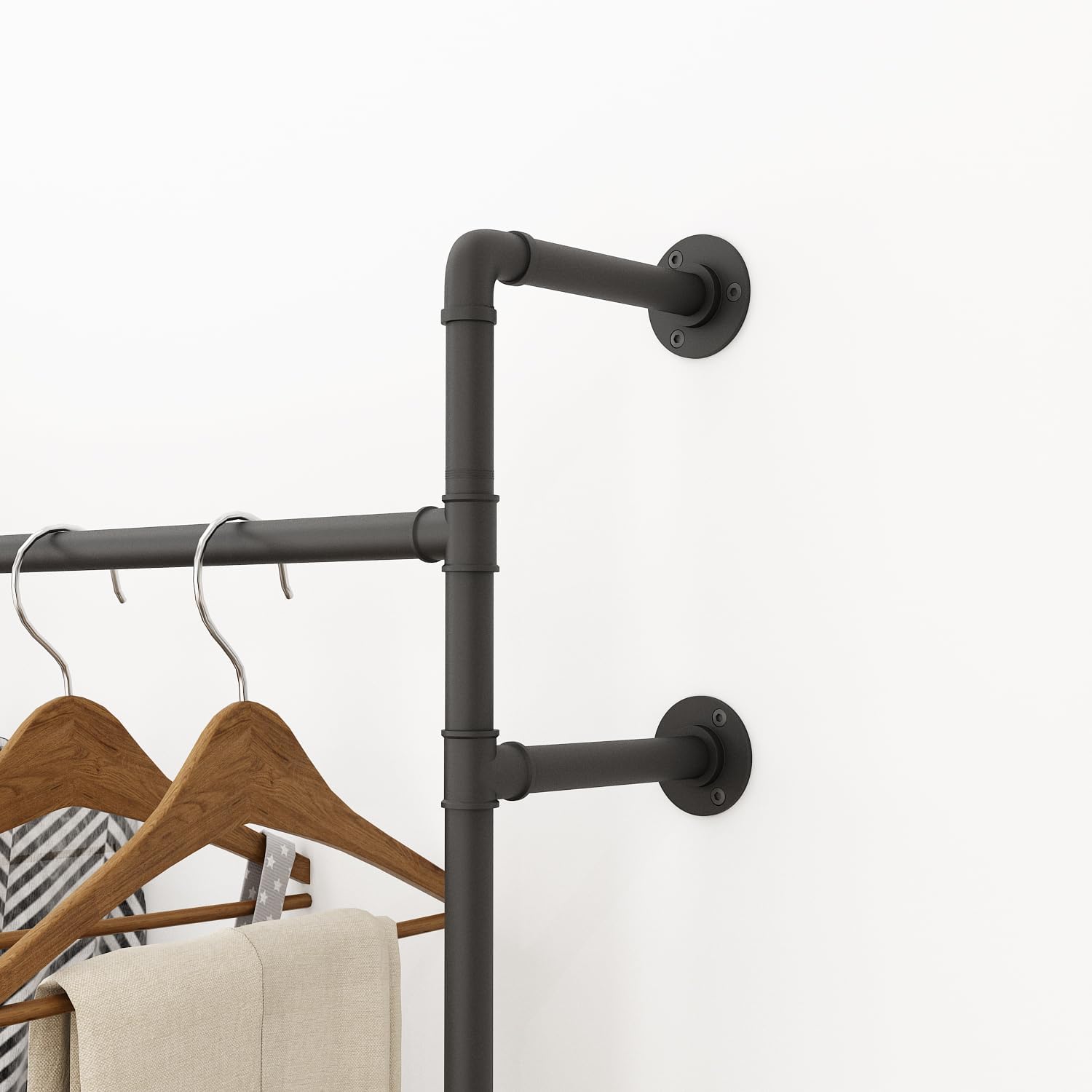 ORSENIGO Perchero industrial para ropa de tubería, resistente para colgar ropa, estante de ropa montado en la pared para boutique en el hogar