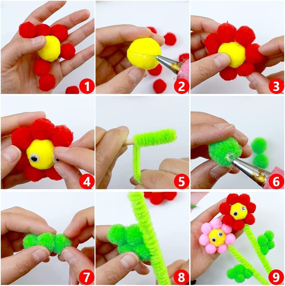 Praisebank Pompones multicolores, 2000 unidades, 0.4 in, pompones para artes y manualidades, pompones en frasco, pompones para manualidades.