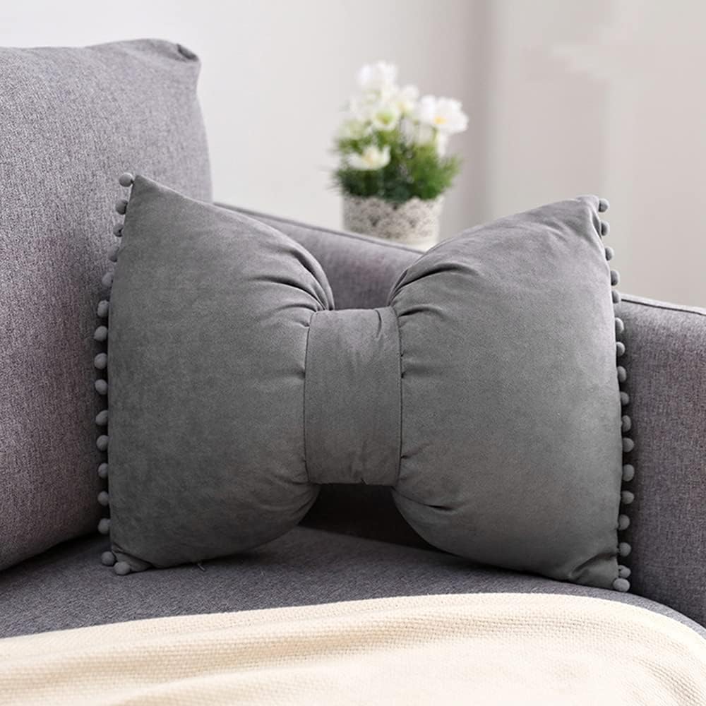 Fundas de almohada decorativas bohemias con pompones, fundas de almohada de terciopelo suave, fundas de almohada lumbares con lazo de 14 x 20