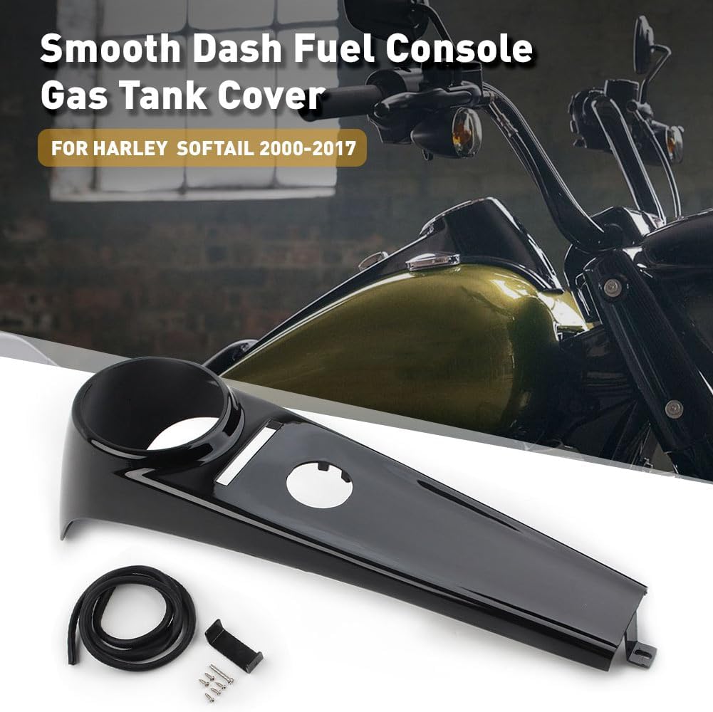 FSFY – Consola de combustible Smooth Dash, cubierta para tanque de gas, consola de tablero lisa para Harley Softail 2000-2017, color negro