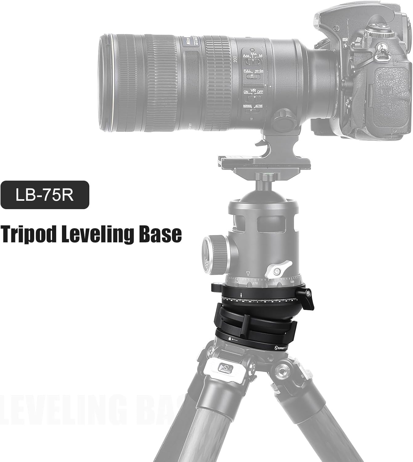 SUNWAYFOTO LB-75R 360 Base de nivelación panorámica Cabezal de trípode 33 lbs (15kg) Capacidad de carga