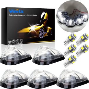 5 luces transparentes para techo con marcador de cabina 264143AM con 5 bombillas LED blancas T10 compatibles con Ford E150 E250 E350 E450 F150 F250 5 luces transparentes para techo con marcador de cabina 264143AM con 5 bombillas LED blancas T10 compatibles con Ford E150 E250 E350 E450 F150 F250
