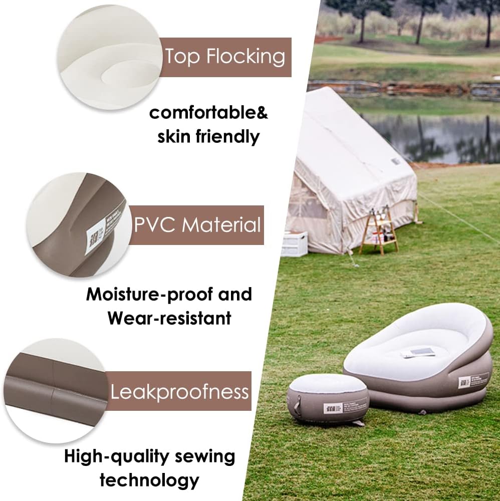 Sofá inflable de tamaño individual, silla inflable doble para adultos, tumbona inflable plegable, sofá de aire portátil para estar en interiores,