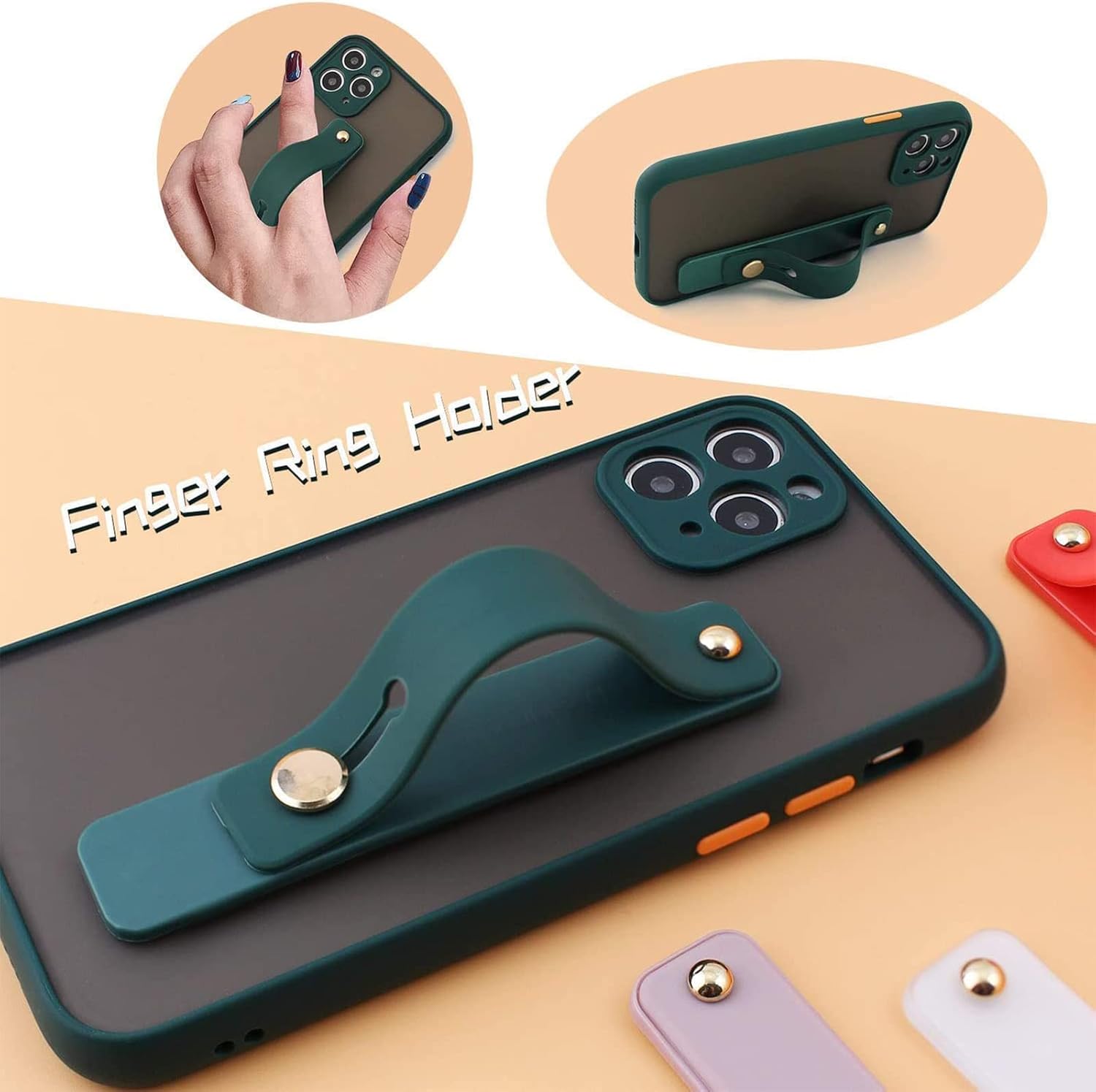 siduater Funda con correa para iPhone 15 Pro de 6.1 pulgadas con soporte, funda protectora de TPU suave y transparente a prueba de golpes,