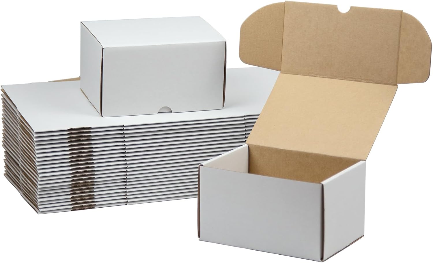 HESESOH Juego de 25 cajas de envío de 7 x 5 x 4 pulgadas, cajas de cartón corrugado blanco para embalaje de pequeñas empresas