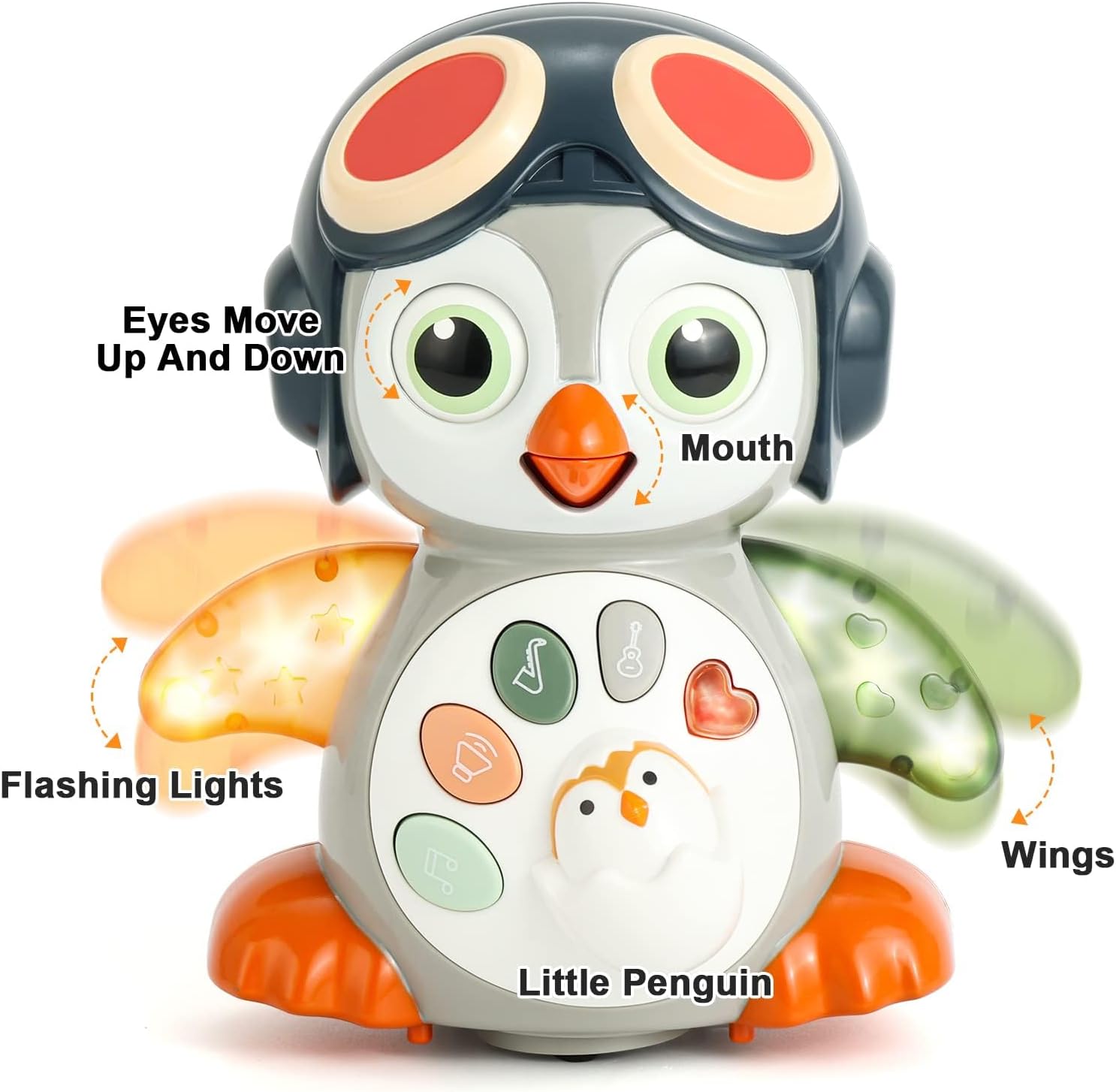 HAPTIME Juguetes de pingüino para niños de 1 año, juguetes musicales para niños pequeños de 1 a 3 años, juguetes interactivos de baile para niños de
