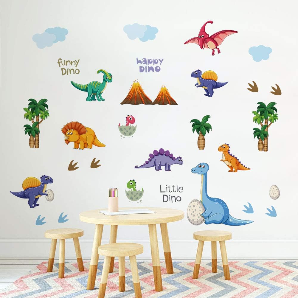 Runtoo Calcomanías de pared de dinosaurio, calcomanías de pared de aventura de dinosaurio, decoración de pared para niños y bebés, habitación de bebé