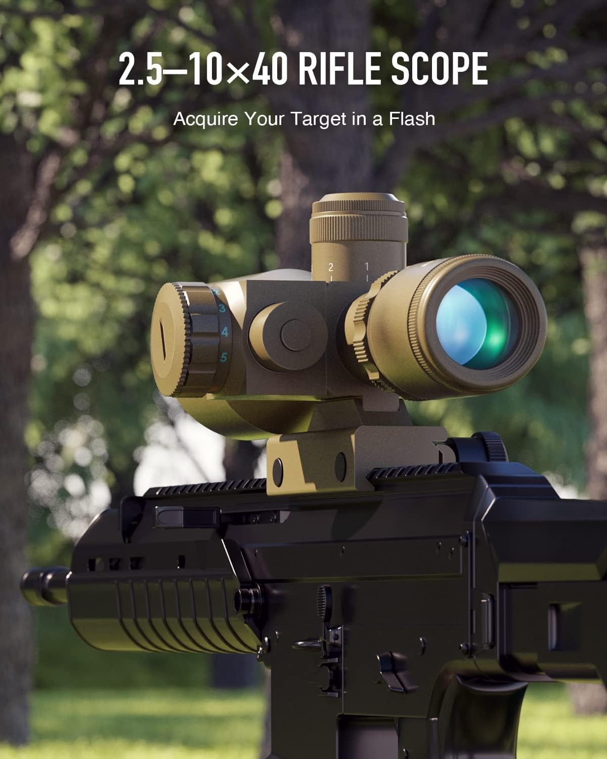 Pinty 2.5-10×40 Rojo Verde Iluminado Mil-dot Tactical Rifle Alcance con Láser Rojo Combo – Color de Lente Verde