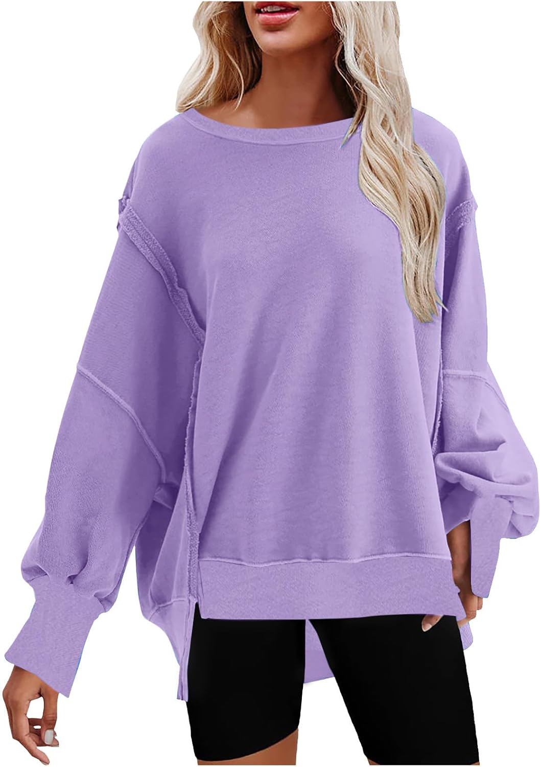 Camisetas para mujer, para otoño e invierno, a la moda, casual, elegante, ligera, con cuello redondo, de manga larga, ajuste holgado