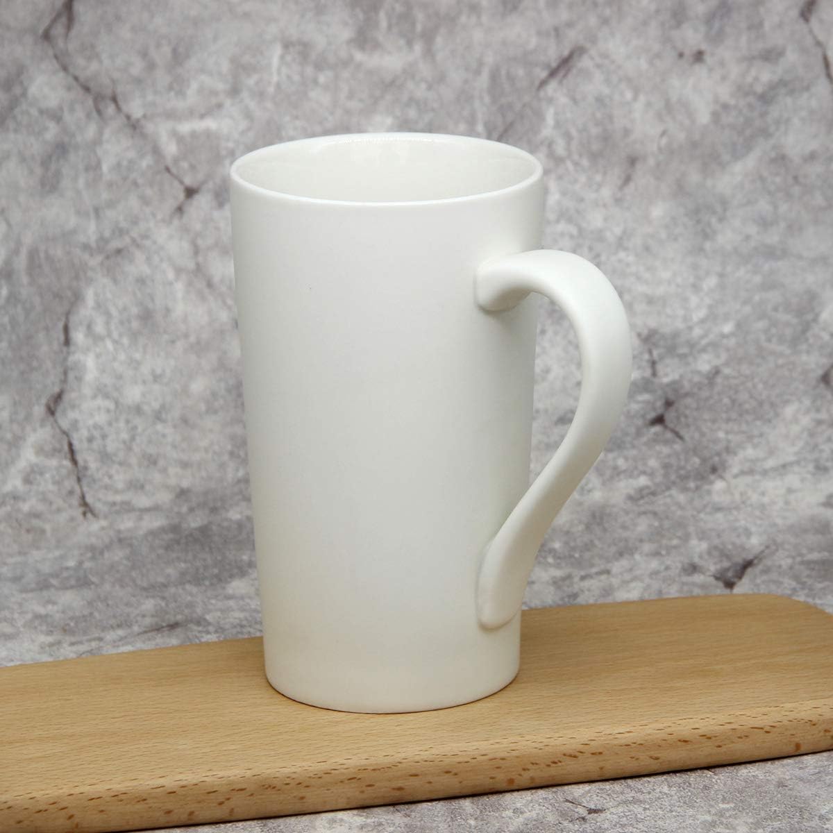 Smilatte M007 – Tazas de café grandes de 20 onzas, taza de cerámica lisa y alta con asa para papá y hombre, juego de 2, color blanco