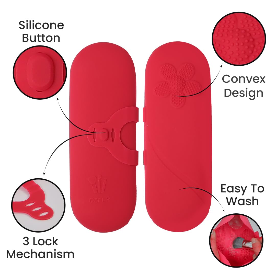 Estuche de viaje de silicona para brochas de maquillaje, estuche de viaje compacto y versátil para brochas de maquillaje, duradero y fácil de