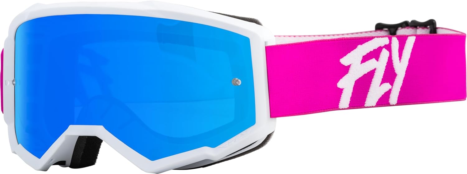 Fly Racing Gafas Zone 2023 (rosablanco con espejo azul cielolente ahumada, juvenil)