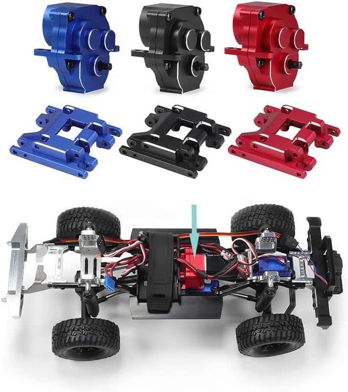 Caja de cambios de aleación de aluminio Montaje y caja de cambios de transmisión con engranajes internos de acero para TRX4M 118 RC Crawler Car