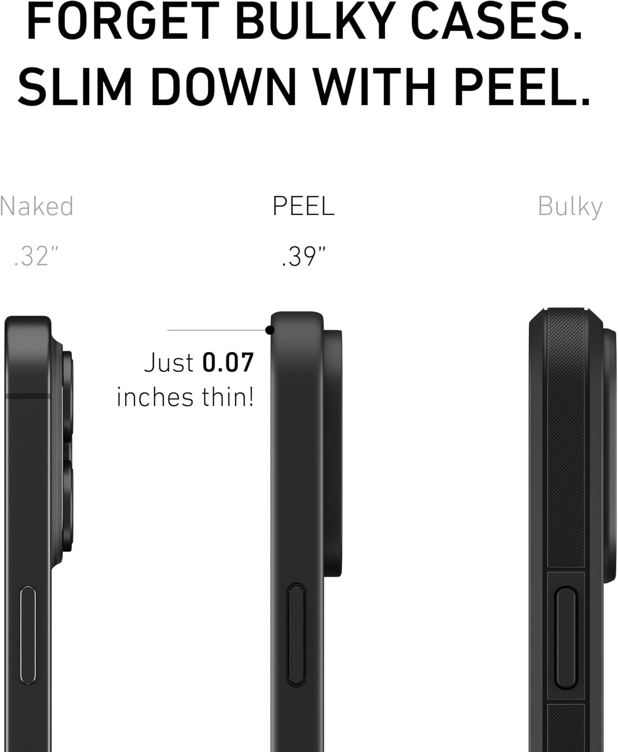 PEEL Funda magnética compatible con iPhone 15 Pro (negro)  Imán compatible con MagSafe integrado, diseño minimalista fino  Protege y exhibe tu