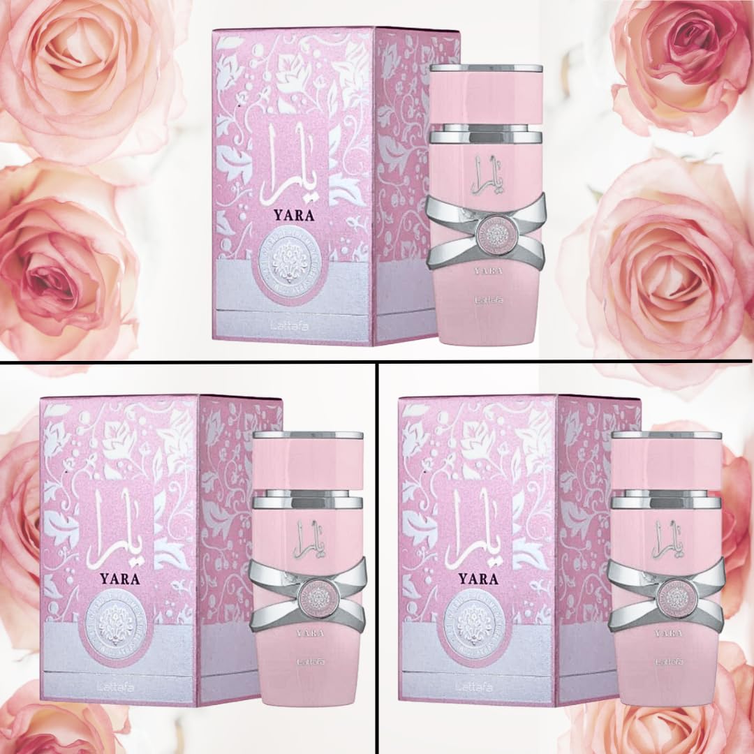 Lattafa Yara – Eau de Parfum en espray para mujer, 3.4 onzas (paquete de 3)